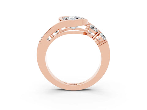 Rose gold Bezel Set Heart Cut Diamond Split Shank Ring_3