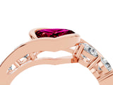 Rose gold Bezel Set Heart Cut Diamond Split Shank Ring_4
