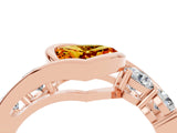 Rose gold Bezel Set Heart Cut Diamond Split Shank Ring_4