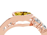 Rose gold Bezel Set Heart Cut Diamond Split Shank Ring_4