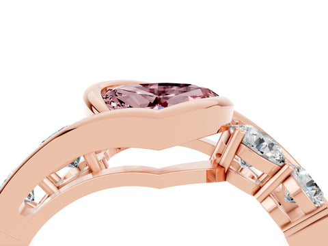 Rose gold Bezel Set Heart Cut Diamond Split Shank Ring_4