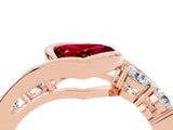 Rose gold Bezel Set Heart Cut Diamond Split Shank Ring_4