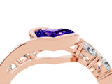 Rose gold Bezel Set Heart Cut Diamond Split Shank Ring_4