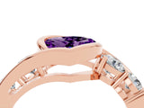 Rose gold Bezel Set Heart Cut Diamond Split Shank Ring_4