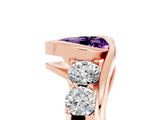 Rose gold Bezel Set Heart Cut Diamond Split Shank Ring_5
