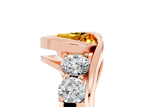 Rose gold Bezel Set Heart Cut Diamond Split Shank Ring_5