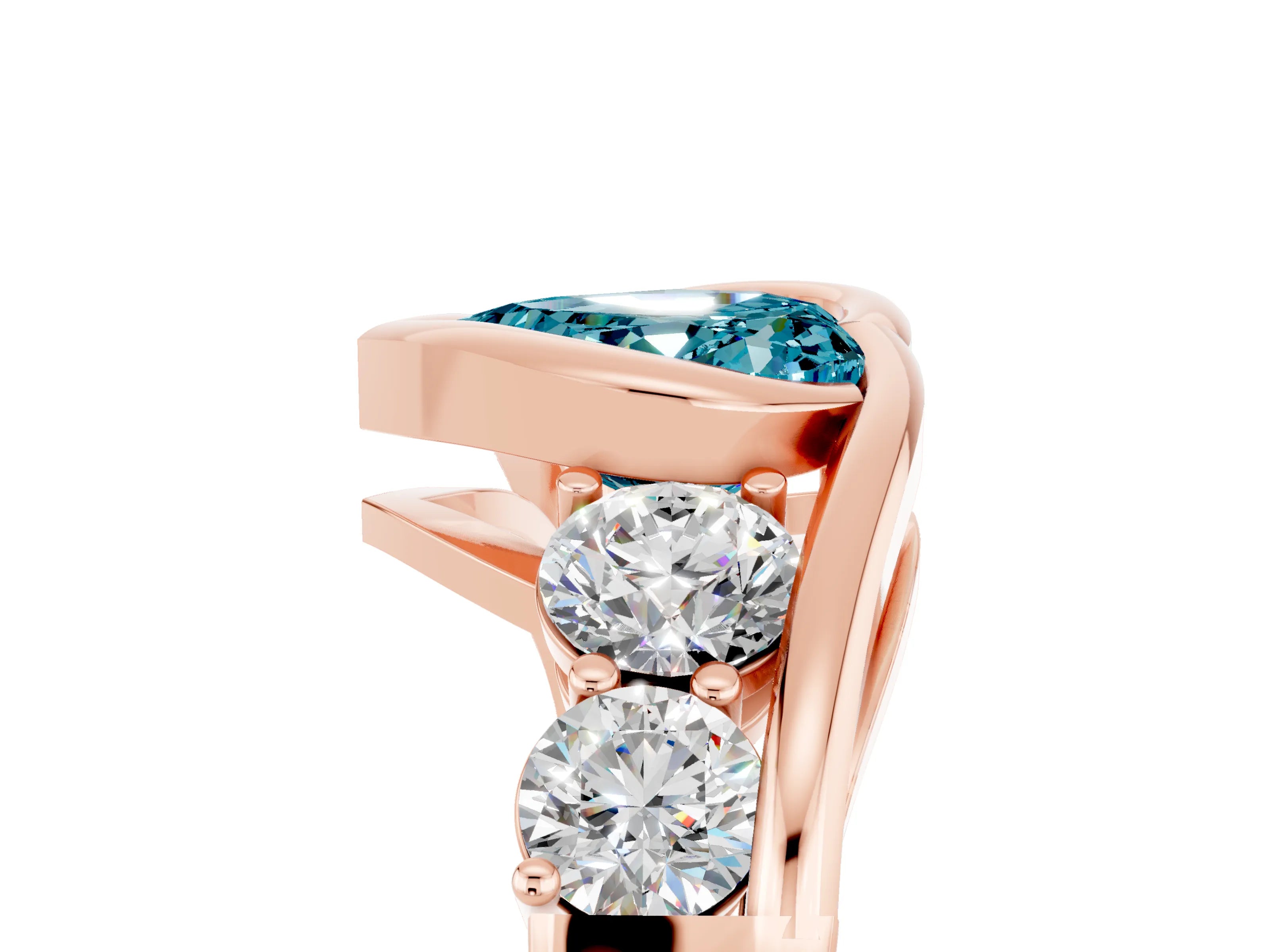 Rose gold Bezel Set Heart Cut Diamond Split Shank Ring_5