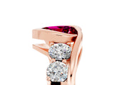 Rose gold Bezel Set Heart Cut Diamond Split Shank Ring_5