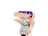 Rose gold Bezel Set Heart Cut Diamond Split Shank Ring_5