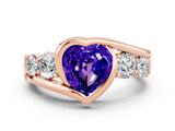 Rose gold Bezel Set Heart Cut Diamond Split Shank Ring