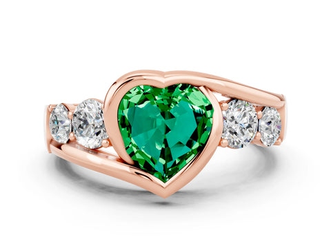 Rose gold Bezel Set Heart Cut Diamond Split Shank Ring