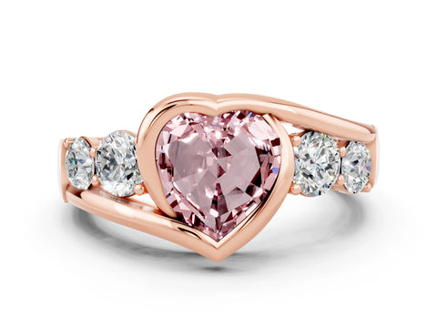 Rose gold Bezel Set Heart Cut Diamond Split Shank Ring