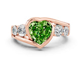Rose gold Bezel Set Heart Cut Diamond Split Shank Ring