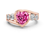 Rose gold Bezel Set Heart Cut Diamond Split Shank Ring