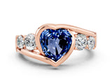 Rose gold Bezel Set Heart Cut Diamond Split Shank Ring