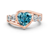 Rose gold Bezel Set Heart Cut Diamond Split Shank Ring