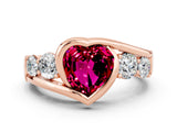 Rose gold Bezel Set Heart Cut Diamond Split Shank Ring