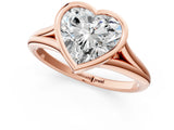 Rose gold Bezel Set Heart Cut Solitaire Ring with Tapered Band 3