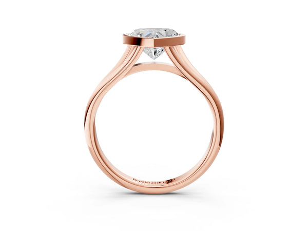 Rose gold Bezel Set Heart Cut Solitaire Ring with Tapered Band