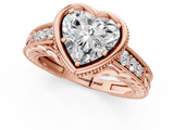 Rose gold Bezel Set Heart Diamond Milgrain Pave Engagement Ring_38
