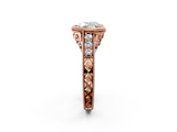 Rose gold Bezel Set Heart Diamond Milgrain Pave Engagement Ring_39