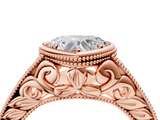 Rose gold Bezel Set Heart Diamond Milgrain Pave Engagement Ring_41