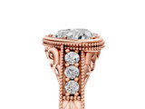 Rose gold Bezel Set Heart Diamond Milgrain Pave Engagement Ring_42