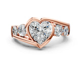 Rose gold Bezel Set Heart Diamond Split Shank Ring_3