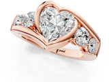 Rose gold Bezel Set Heart Diamond Split Shank Ring_4