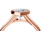 Rose gold Bezel Set Heart Solitaire Diamond Ring with Smooth Band 5