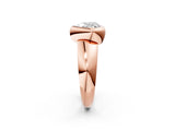 Rose gold Bezel Set Heart Solitaire Ring with Wide Band 3