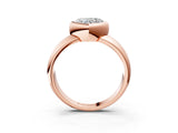Rose gold Bezel Set Heart Solitaire Ring with Wide Band 4