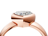 Rose gold Bezel Set Heart Solitaire Ring with Wide Band 5