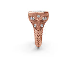Rose gold Bezel Set Marquise Cut Diamond Milgrain Band Ring_11