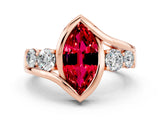 Rose gold Bezel Set Marquise Cut Diamond Split Shank Ring