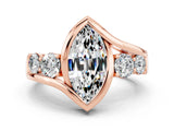 Rose gold Bezel Set Marquise Cut Diamond Split Shank Ring