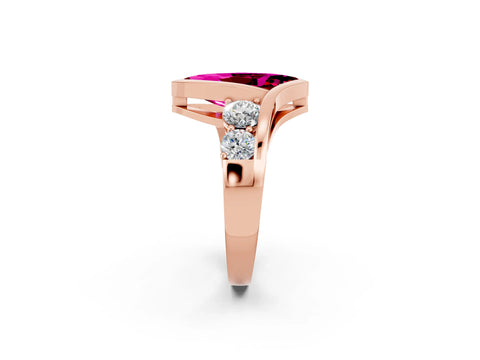 Rose gold Bezel Set Marquise Cut Diamond Split Shank Ring_2