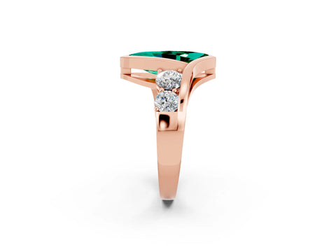 Rose gold Bezel Set Marquise Cut Diamond Split Shank Ring_2