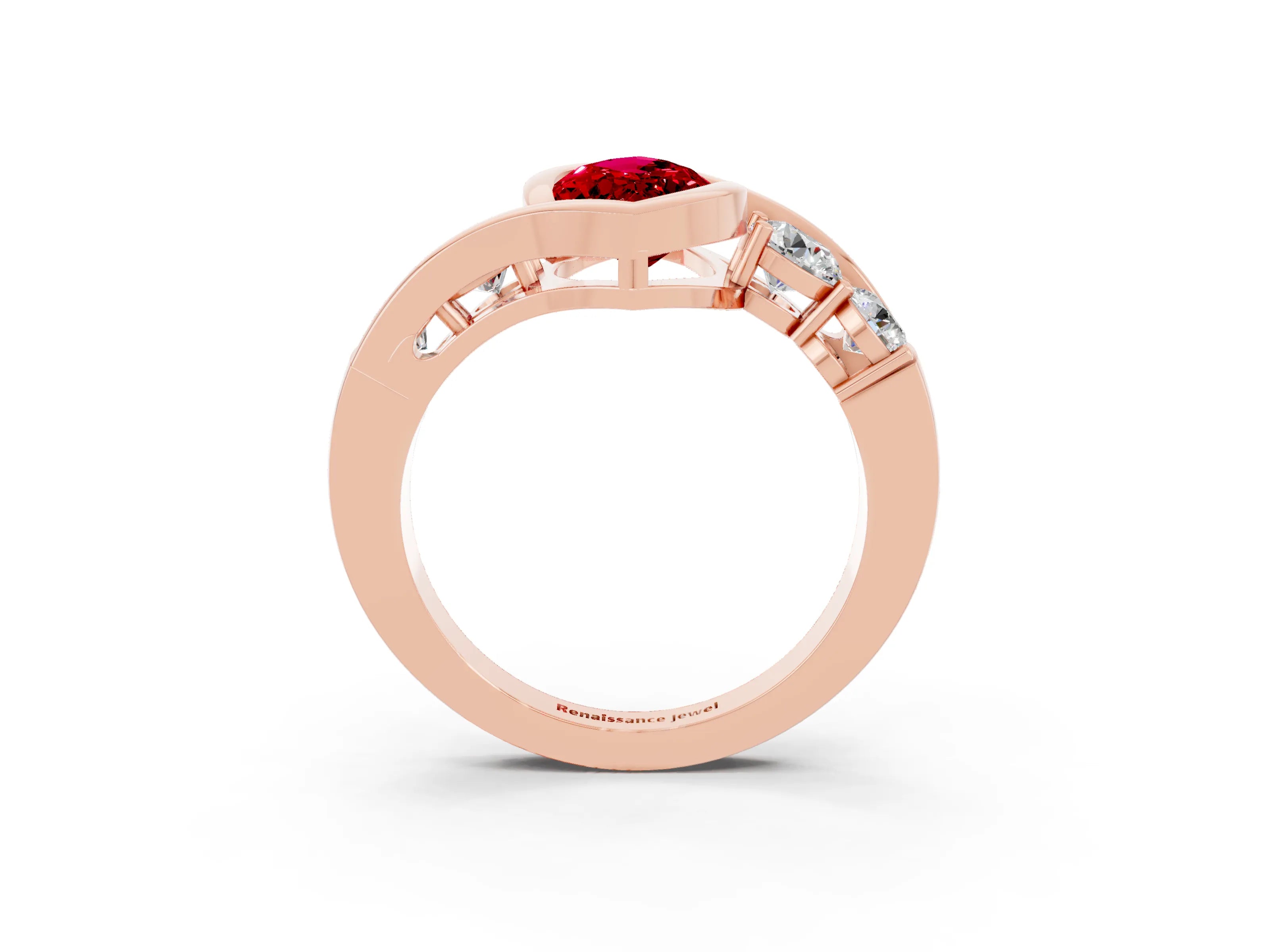 Rose gold Bezel Set Marquise Cut Diamond Split Shank Ring_3