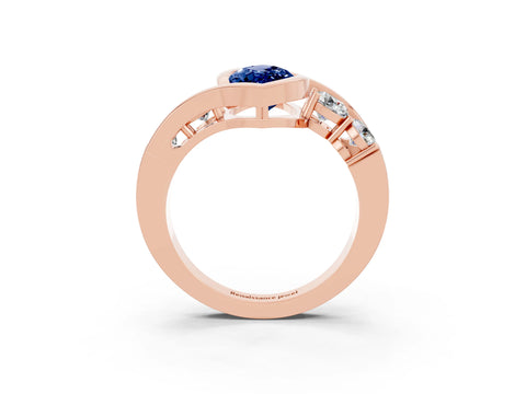 Rose gold Bezel Set Marquise Cut Diamond Split Shank Ring_3