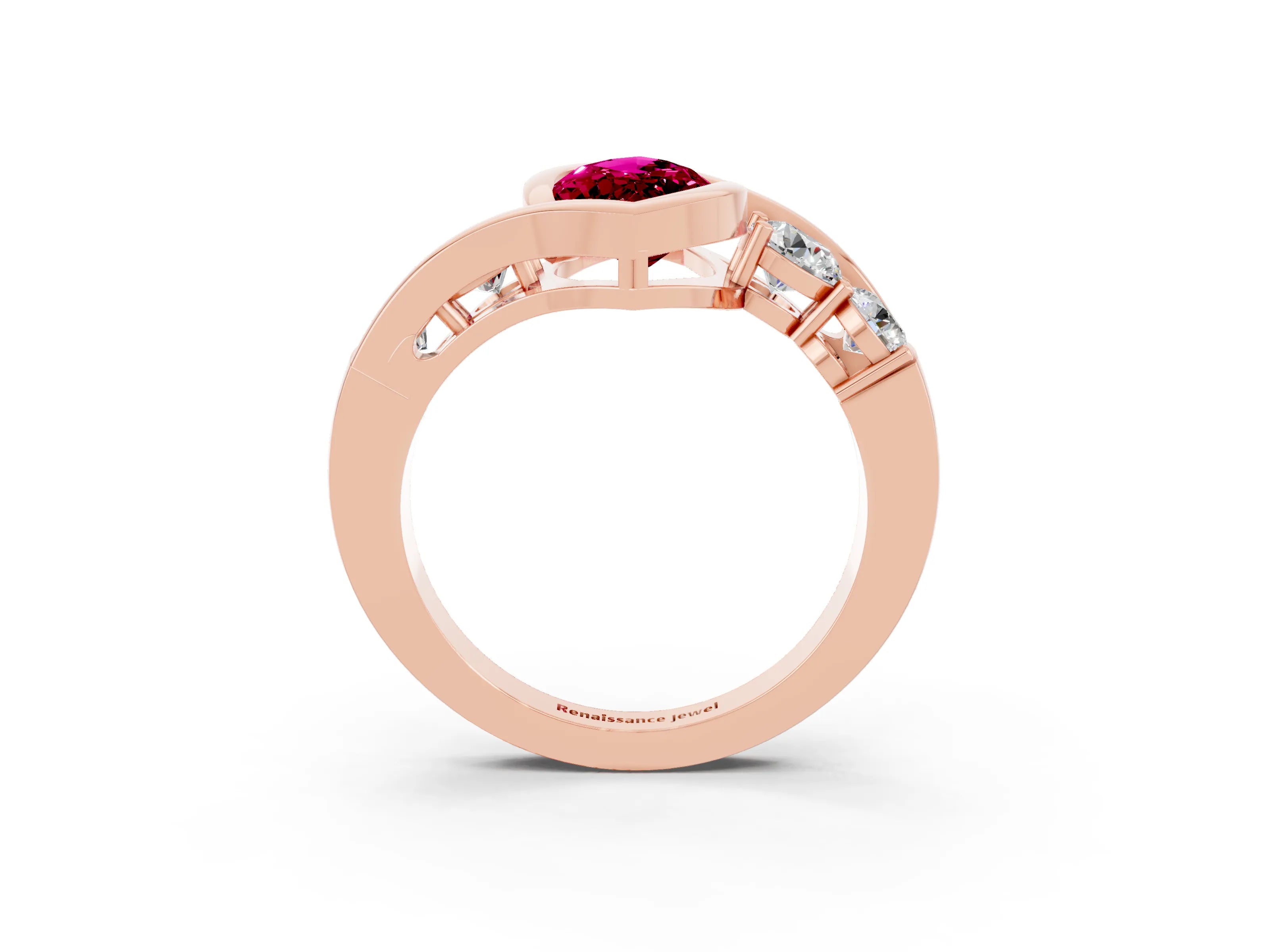 Rose gold Bezel Set Marquise Cut Diamond Split Shank Ring_3
