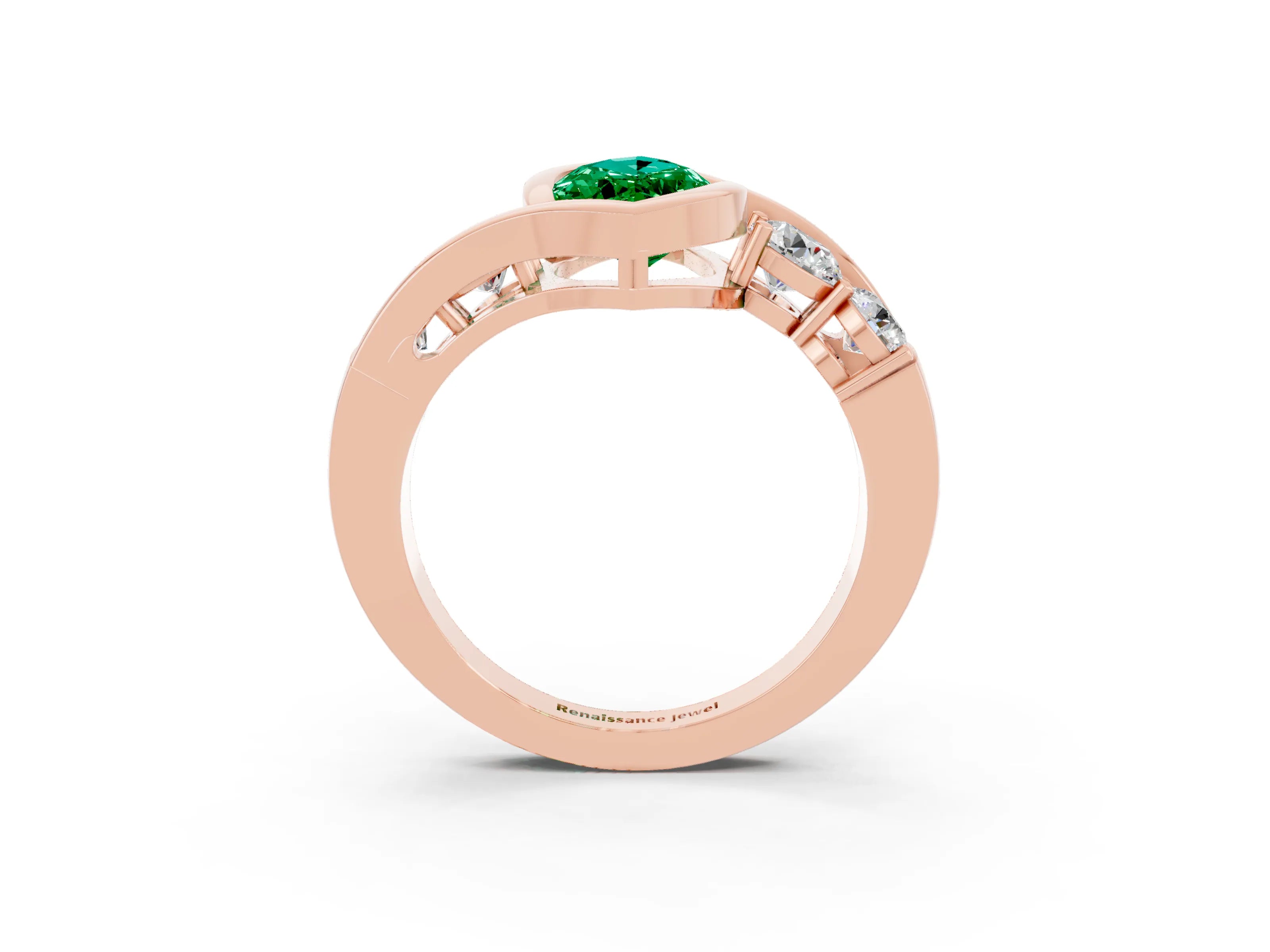 Rose gold Bezel Set Marquise Cut Diamond Split Shank Ring_3