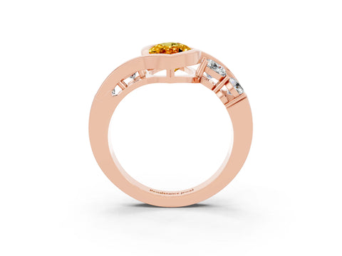 Rose gold Bezel Set Marquise Cut Diamond Split Shank Ring_3