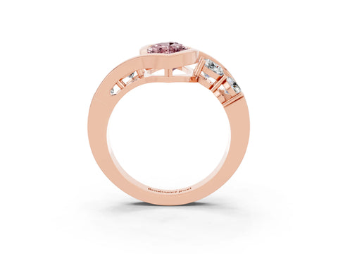 Rose gold Bezel Set Marquise Cut Diamond Split Shank Ring_3