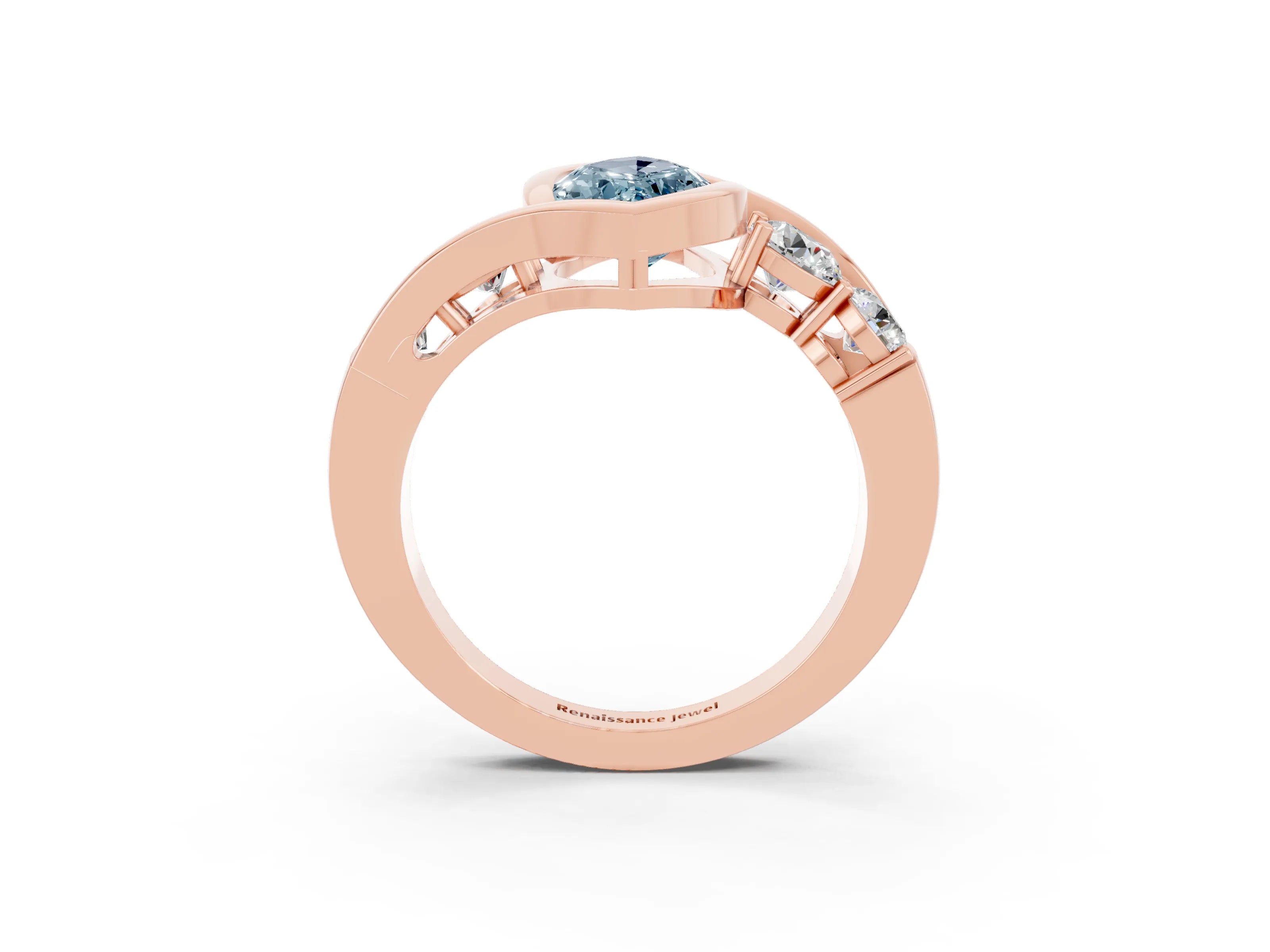 Rose gold Bezel Set Marquise Cut Diamond Split Shank Ring_3