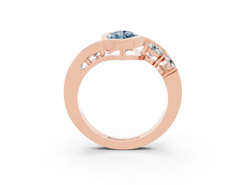Rose gold Bezel Set Marquise Cut Diamond Split Shank Ring_3