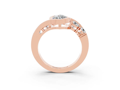 Rose gold Bezel Set Marquise Cut Diamond Split Shank Ring_3
