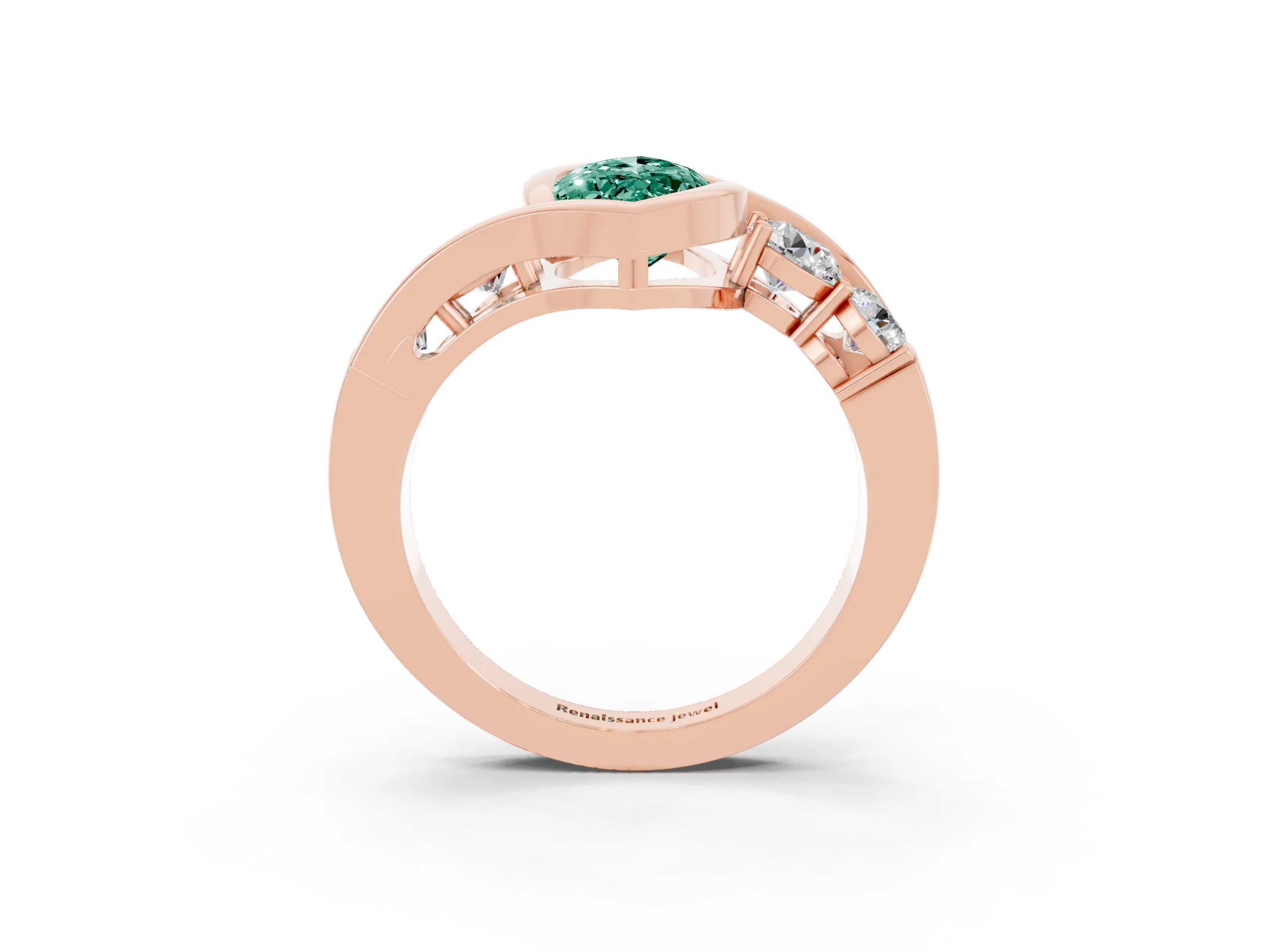 Rose gold Bezel Set Marquise Cut Diamond Split Shank Ring_3