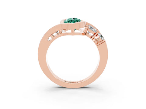 Rose gold Bezel Set Marquise Cut Diamond Split Shank Ring_3