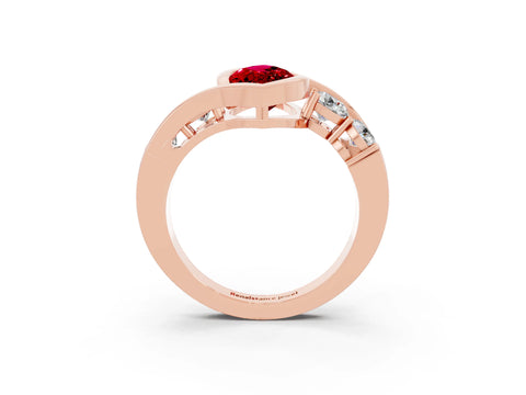 Rose gold Bezel Set Marquise Cut Diamond Split Shank Ring_3